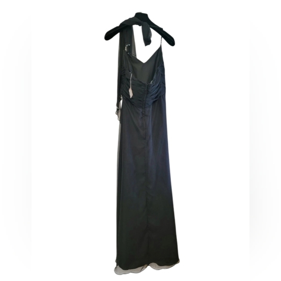 NWT US Size 10 Mori Lee Bridesmaid Black Chiffon Long Formal Gown Dress - Picture 2 of 12
